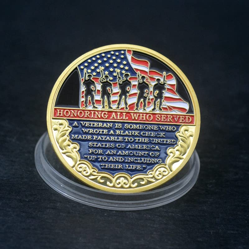 DFFDFF Military Appreciation Challenge Coin - Gold Plated Veteran Day Gift and Thank You for Your Service