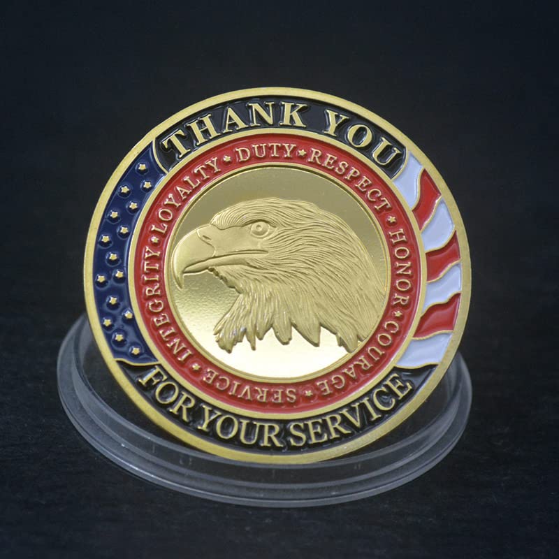 DFFDFF Military Appreciation Challenge Coin - Gold Plated Veteran Day Gift and Thank You for Your Service