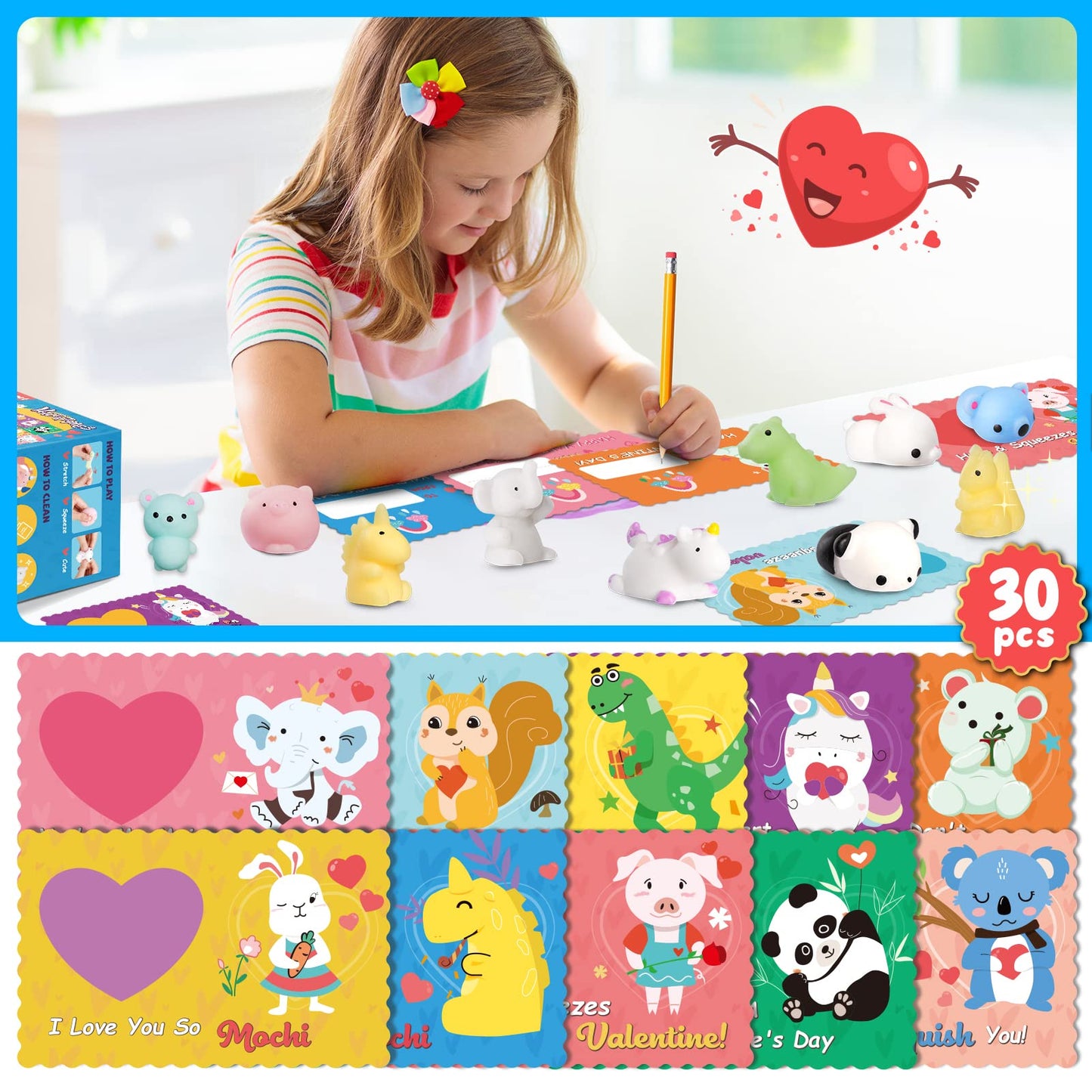 DG-Direct: 30-Pack Valentine's Day Cards with Mochi Squishy Toys