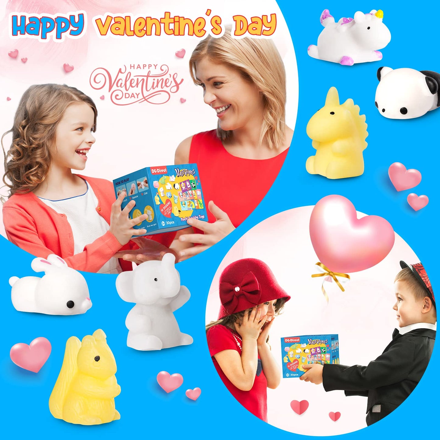 DG-Direct: 30-Pack Valentine's Day Cards with Mochi Squishy Toys