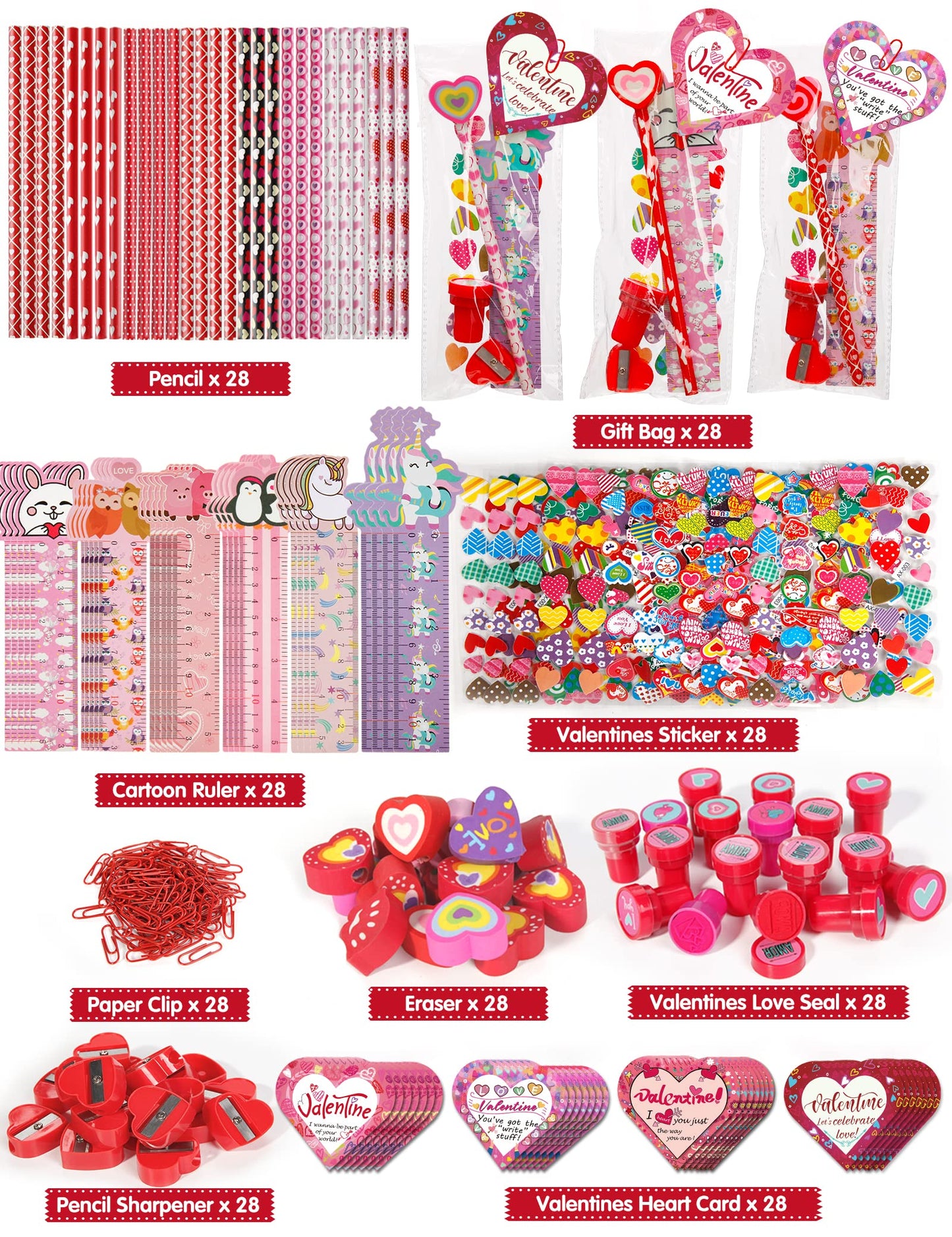 DG-Direct 28-Pack Valentine Stationery Set for Kids | Classroom Exchange & Party Favors