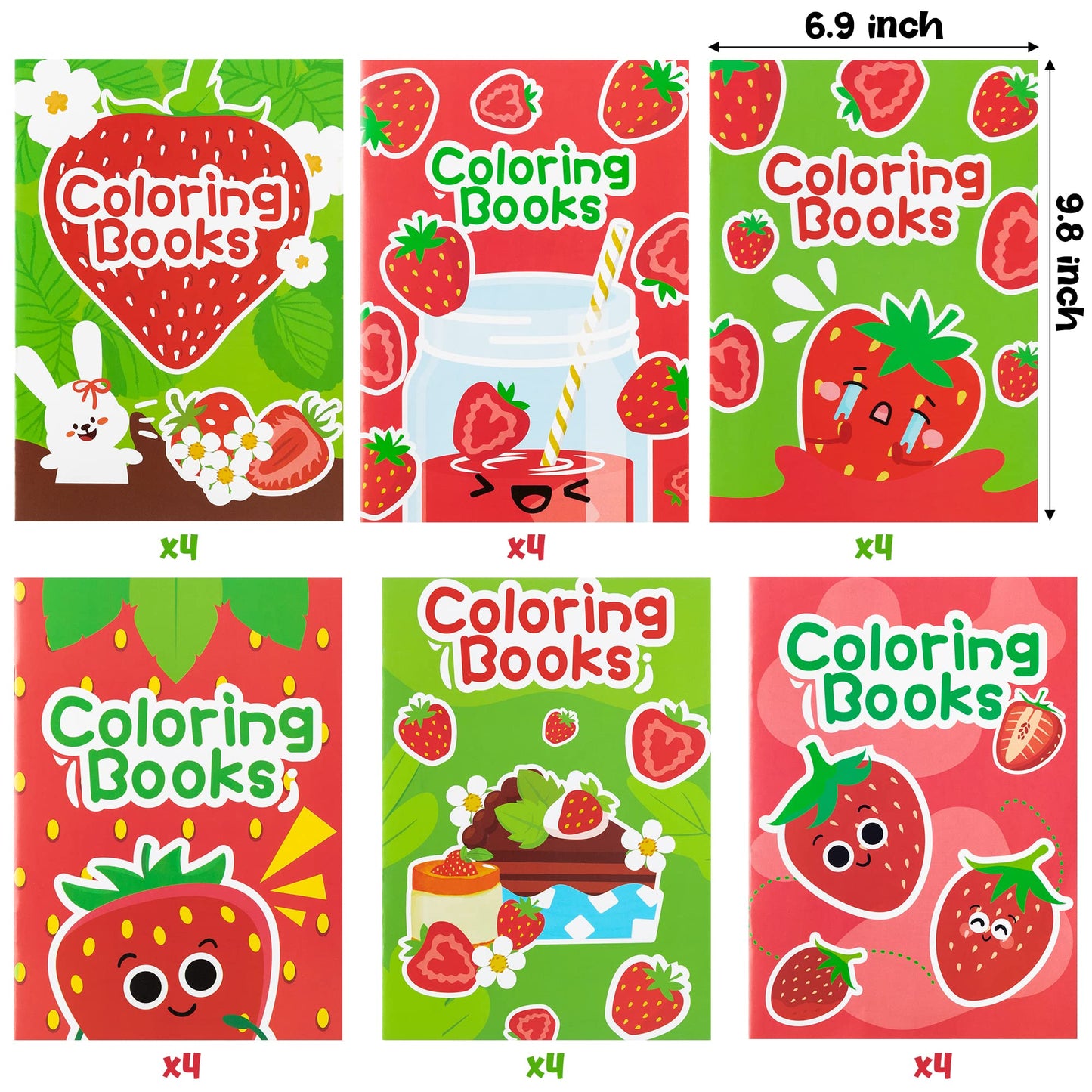 DGjianfei 24-Pack Kids Coloring Books Bulk – Animal DIY Art, Strawberry Theme