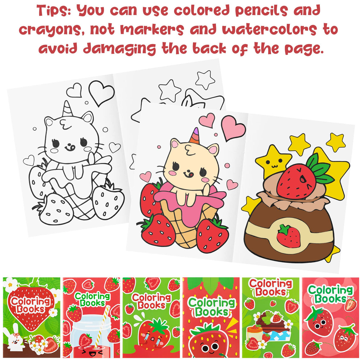 DGjianfei 24-Pack Kids Coloring Books Bulk – Animal DIY Art, Strawberry Theme