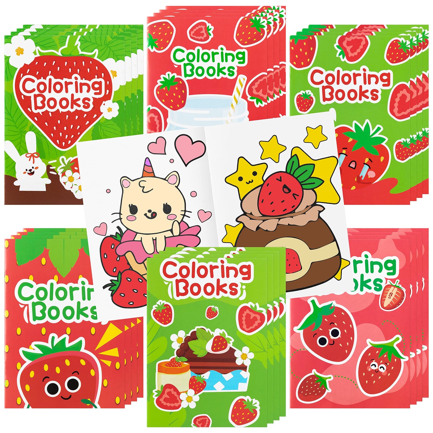 DGjianfei 24-Pack Kids Coloring Books Bulk – Animal DIY Art, Strawberry Theme