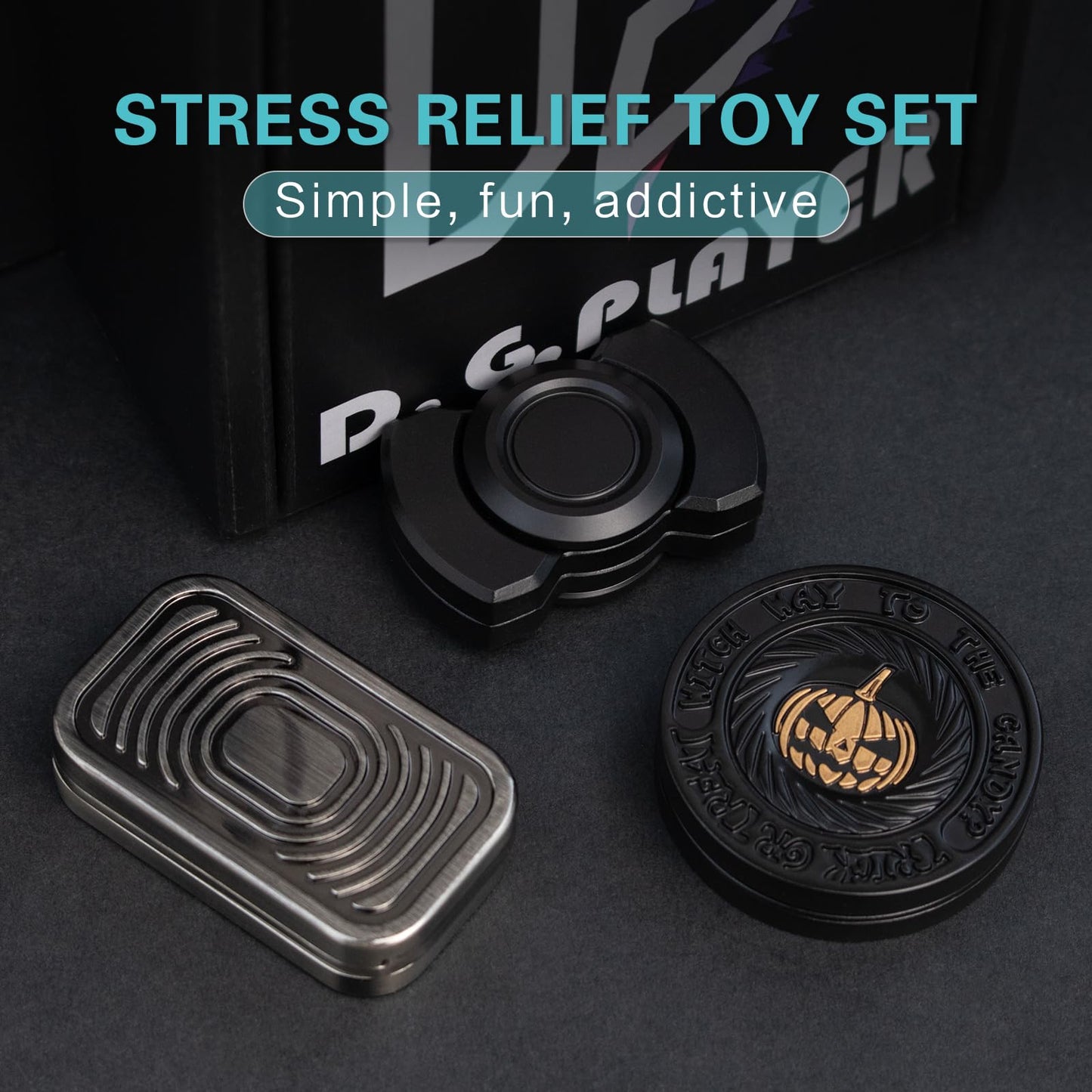 D.G.PLAYER Fidget Toys Set for Adults — Spinner, Slider & Haptic Coin