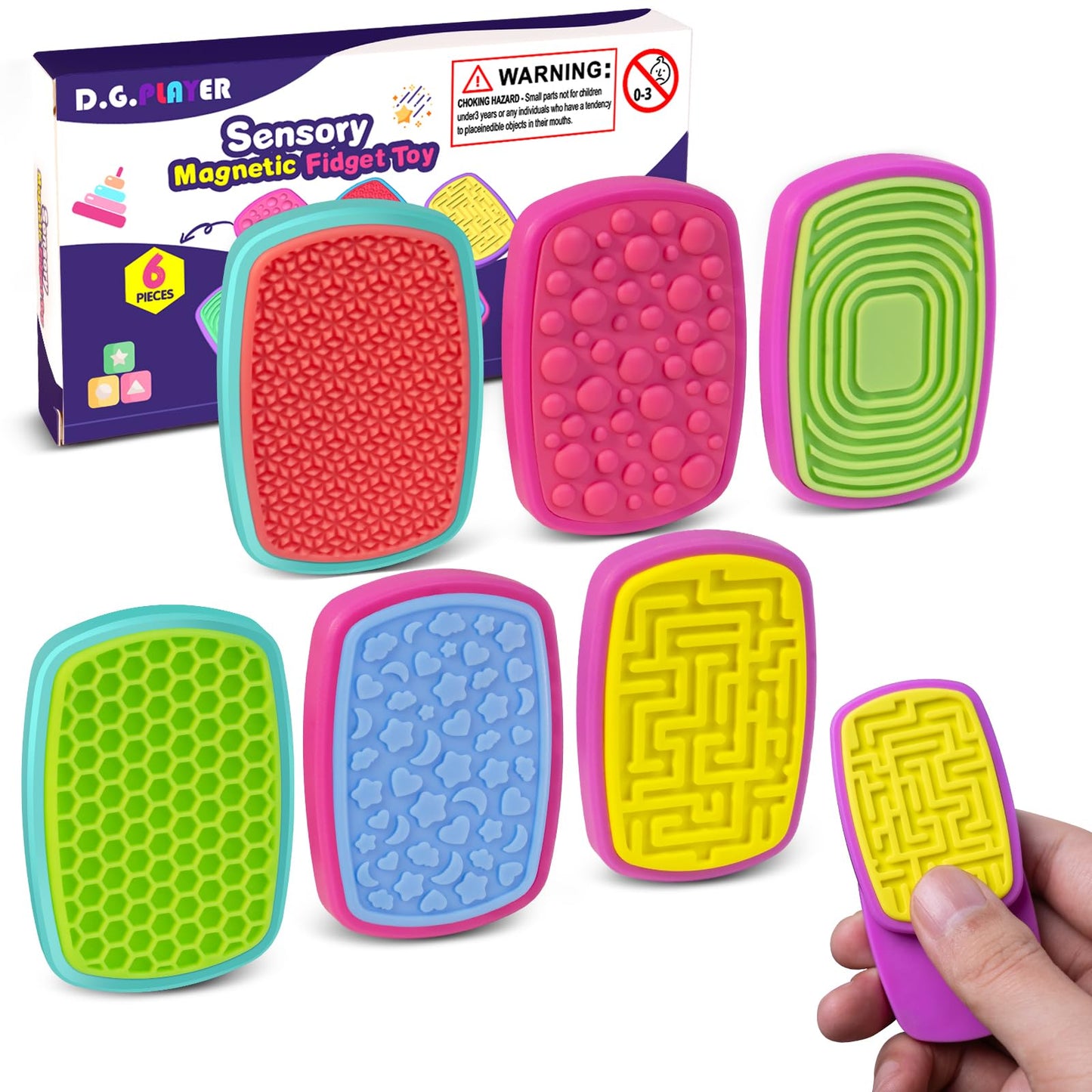 D.G.PLAYER Sensory Fidget Slider — Silicone Magnetic Toys for Stress Relief & Focus
