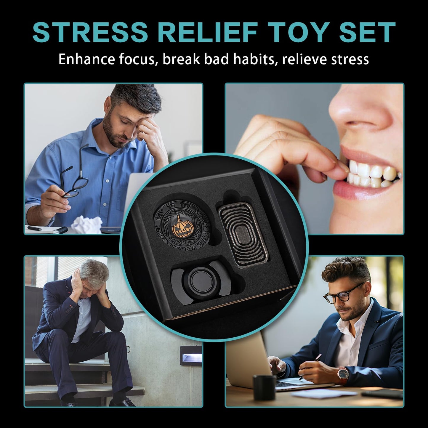 D.G.PLAYER Fidget Toys Set for Adults — Spinner, Slider & Haptic Coin