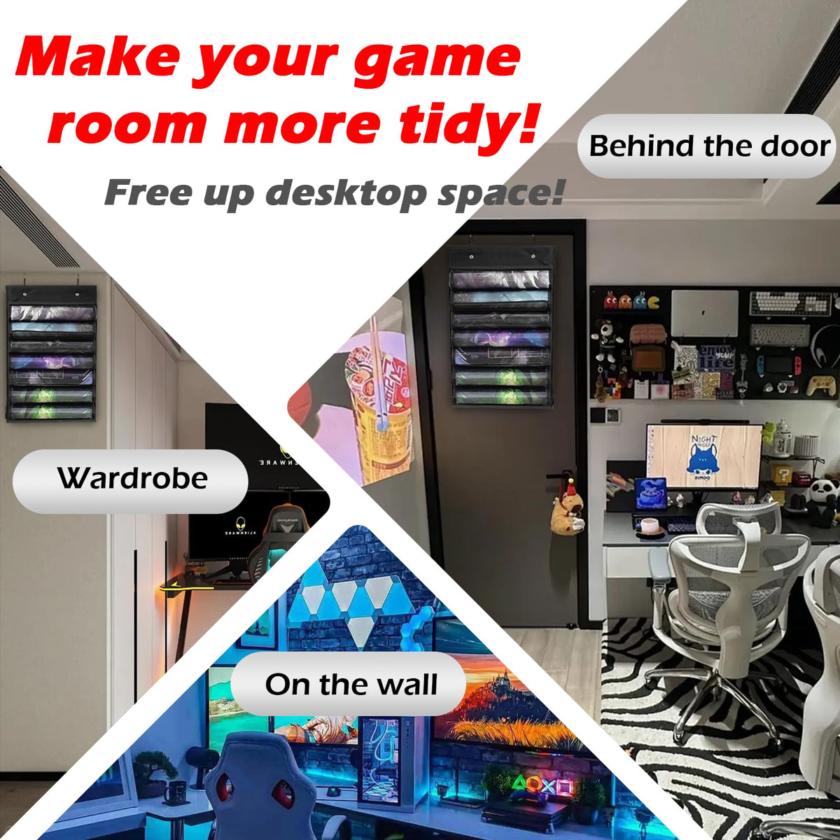 DHRRDE Playmat Tube for MTG – Portable Hangable Door Organizer with 6 Tubes and Clear Slots