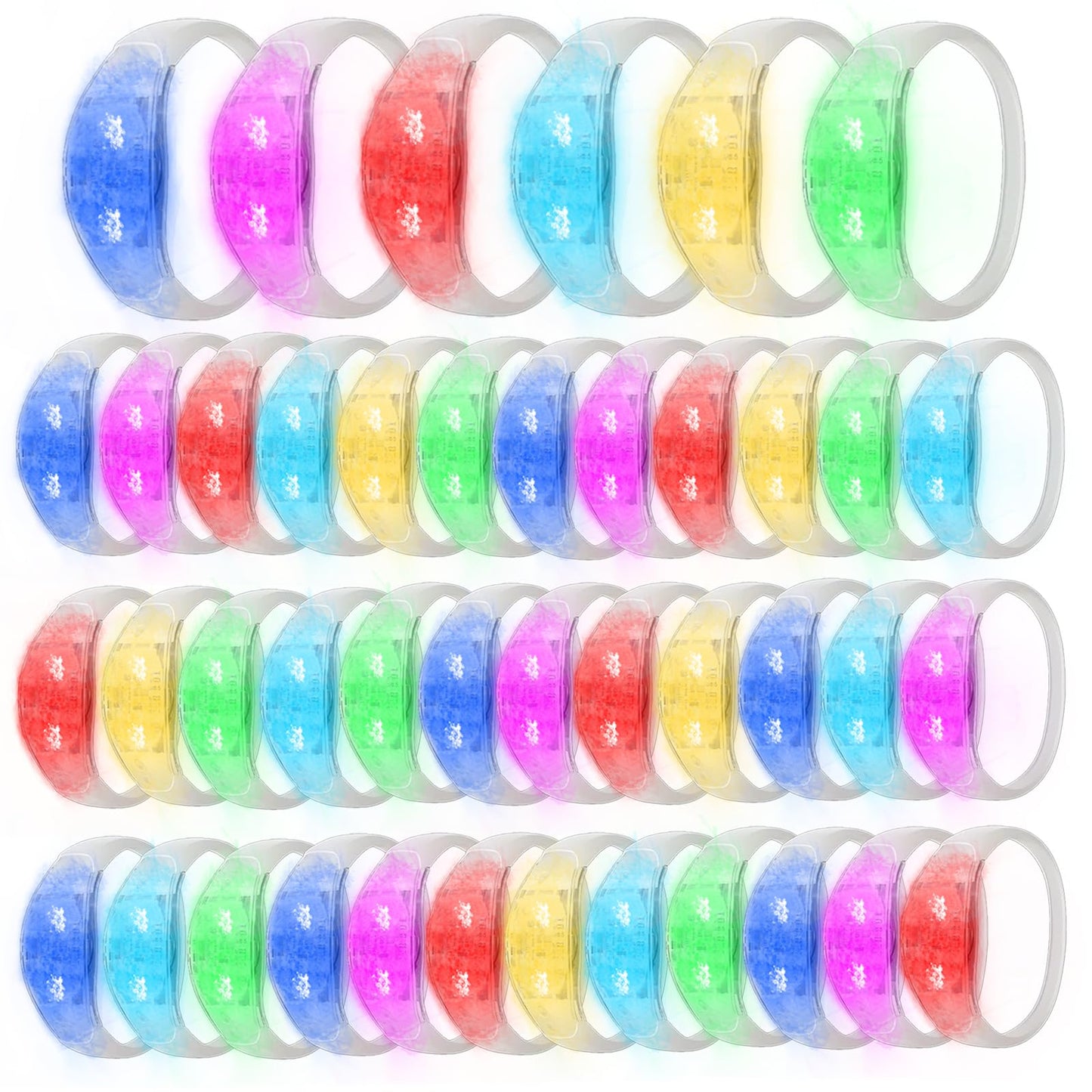 Dhseinat 100 Pcs LED Bracelets – Sound Activated 6-Color Changing Light Up Wristbands