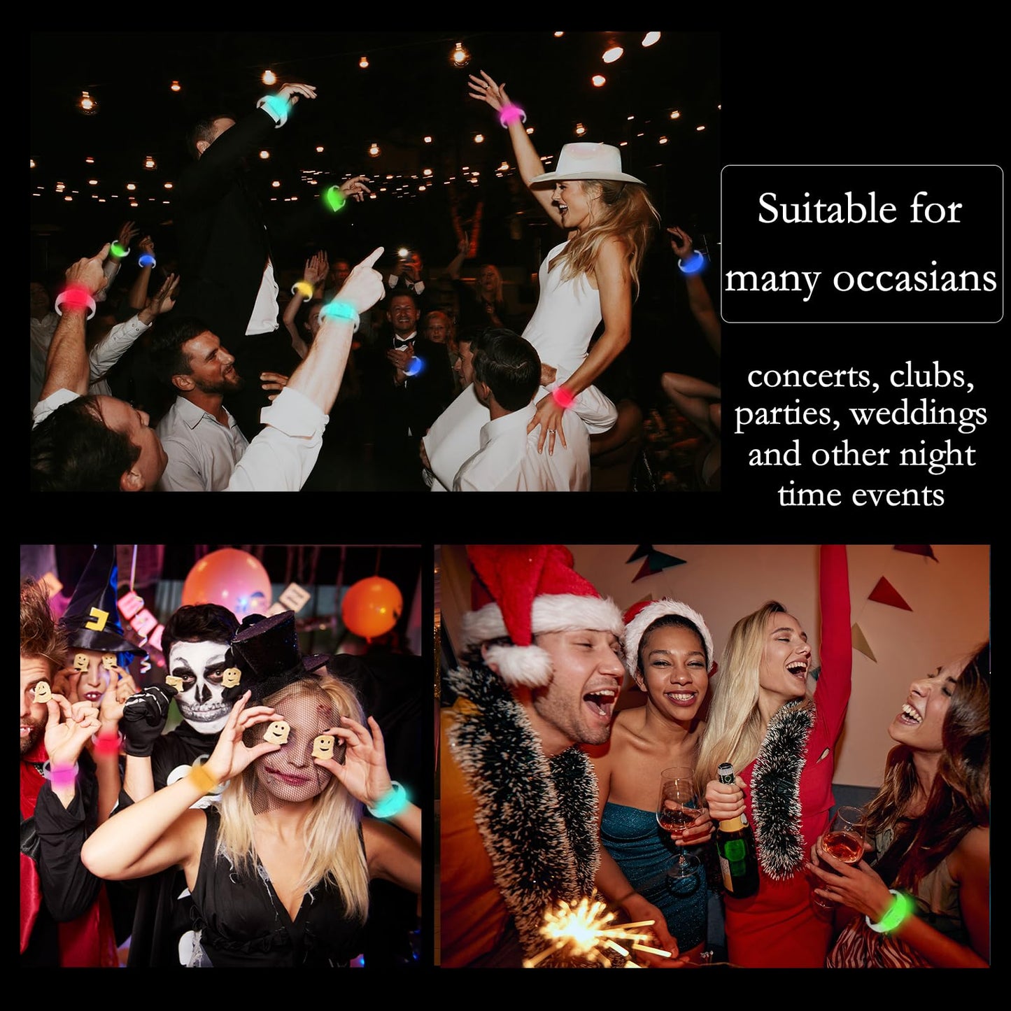 Dhseinat 100 Pcs LED Bracelets – Sound Activated 6-Color Changing Light Up Wristbands
