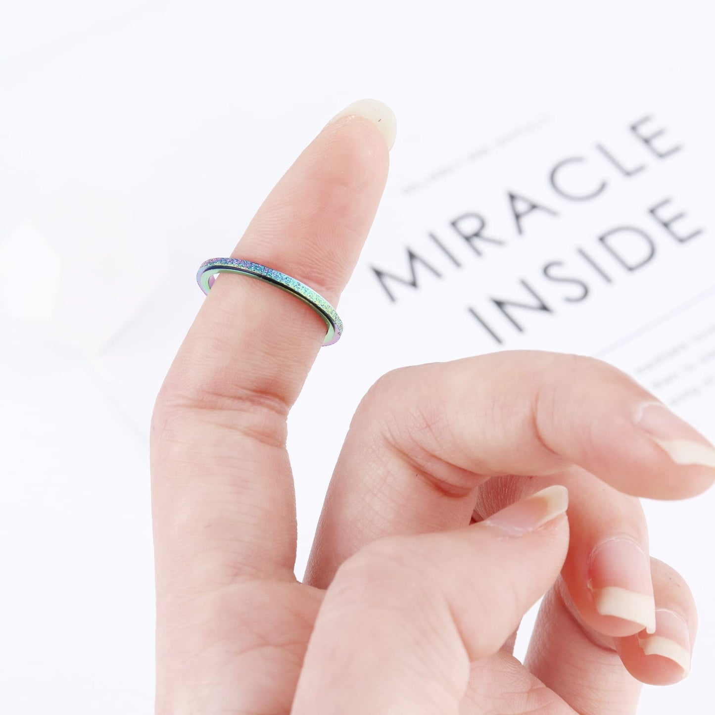 Diamday Colorful Fidget Ring – Titanium Spinner Ring for Anxiety Relief