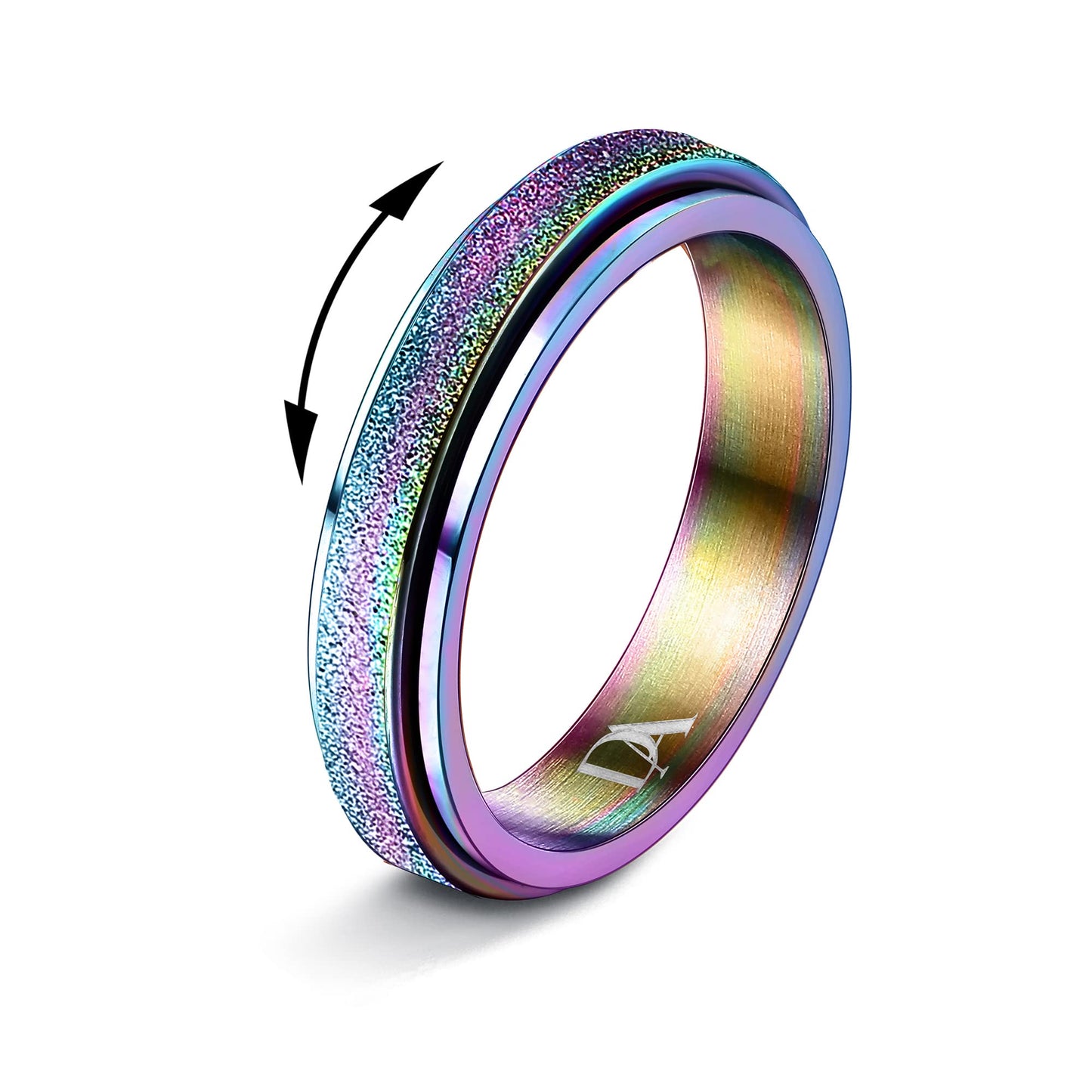 Diamday Colorful Fidget Ring – Titanium Spinner Ring (4mm) for Focus | Size 7