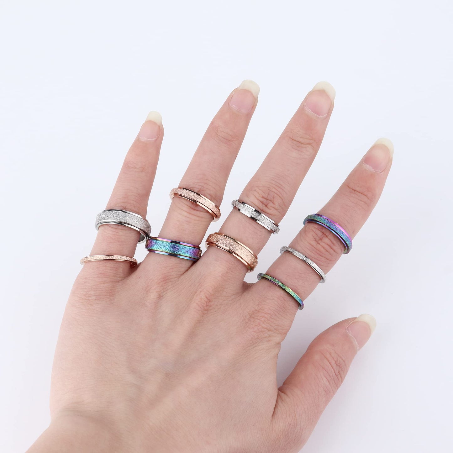 Diamday Colorful Fidget Ring – Titanium Spinner Ring (4mm) for Focus | Size 7
