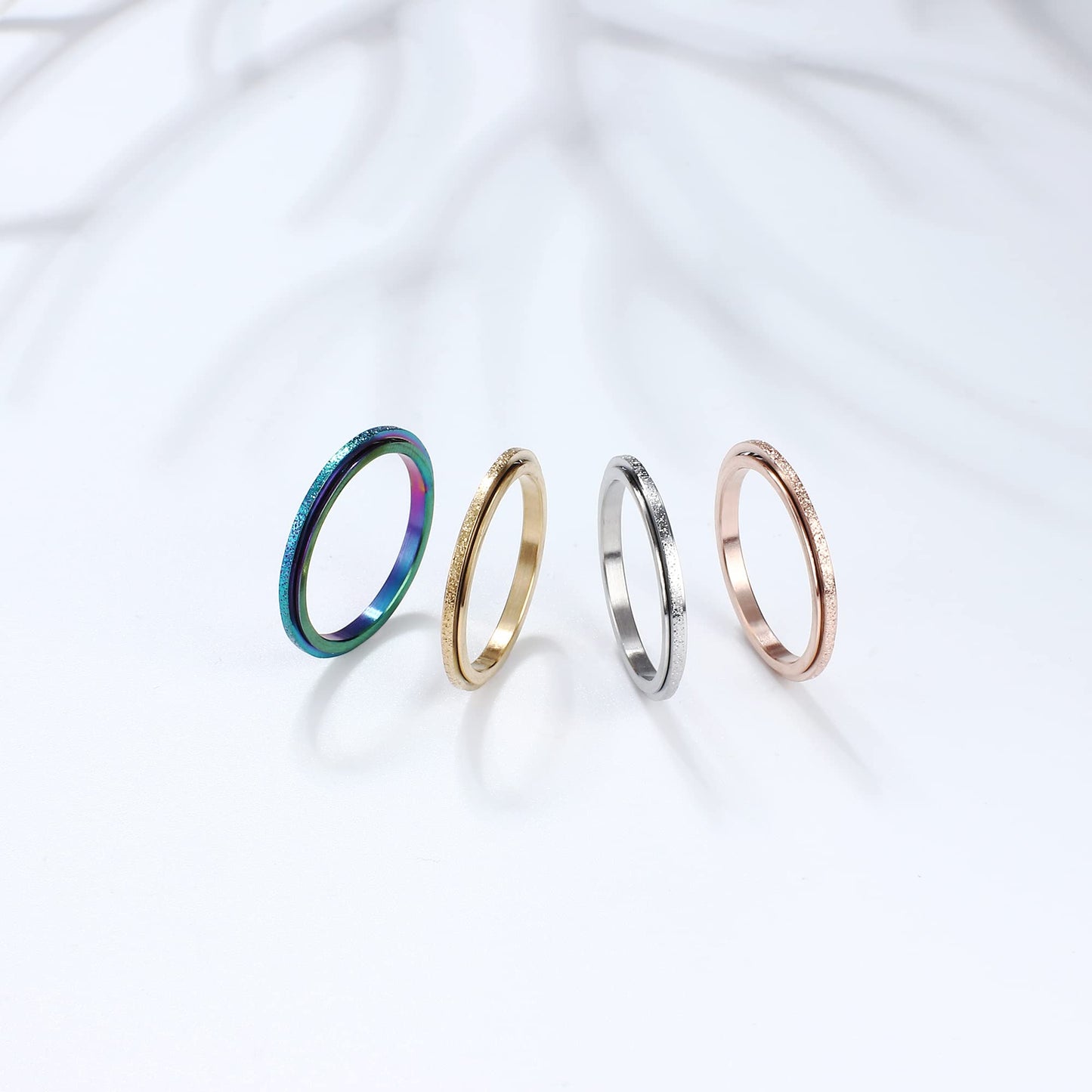 Diamday Gold Fidget Ring for Women & Men - 2mm Titanium Stainless Spinner Ring