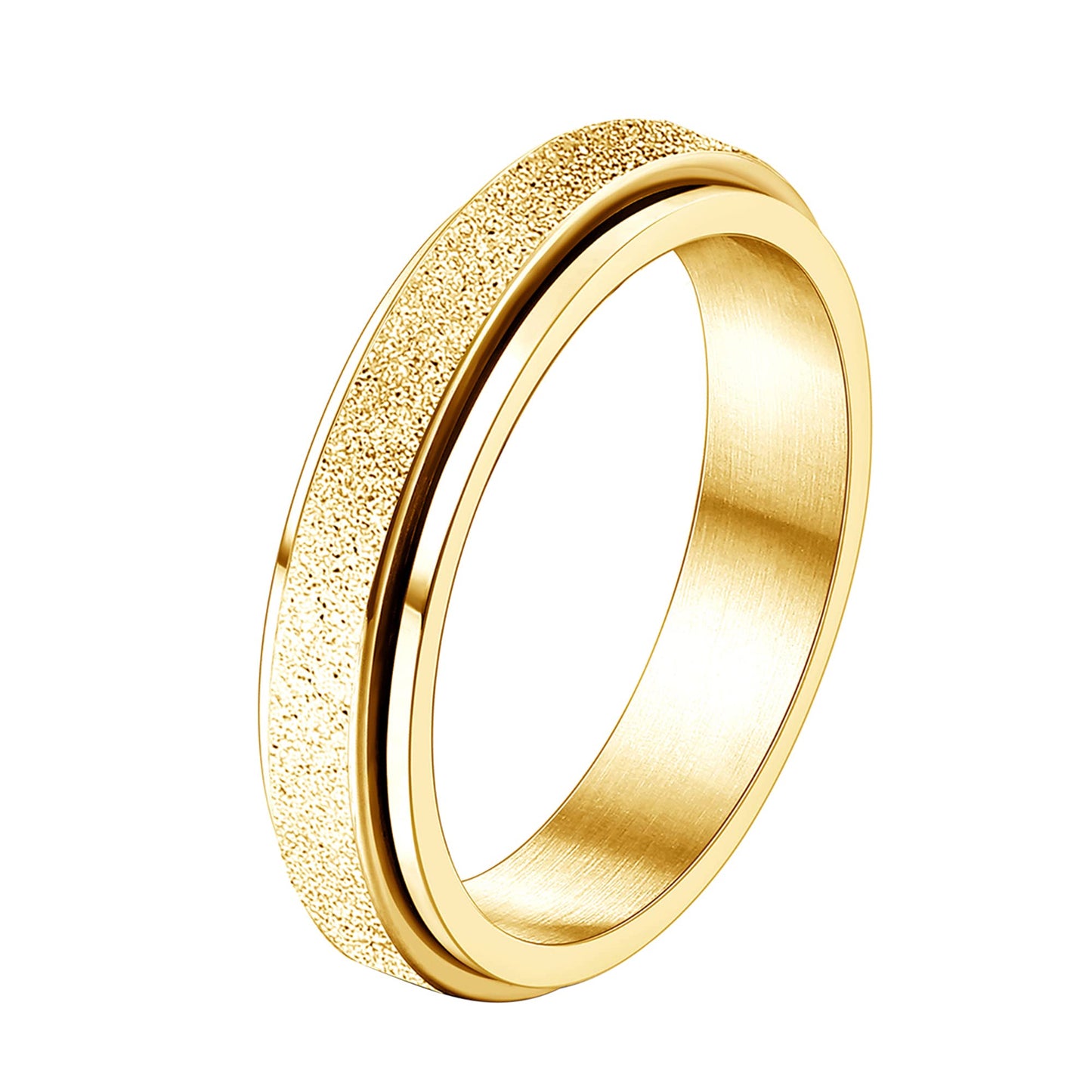Diamday Gold Fidget Ring 4mm Titanium Spinner for Anxiety Relief