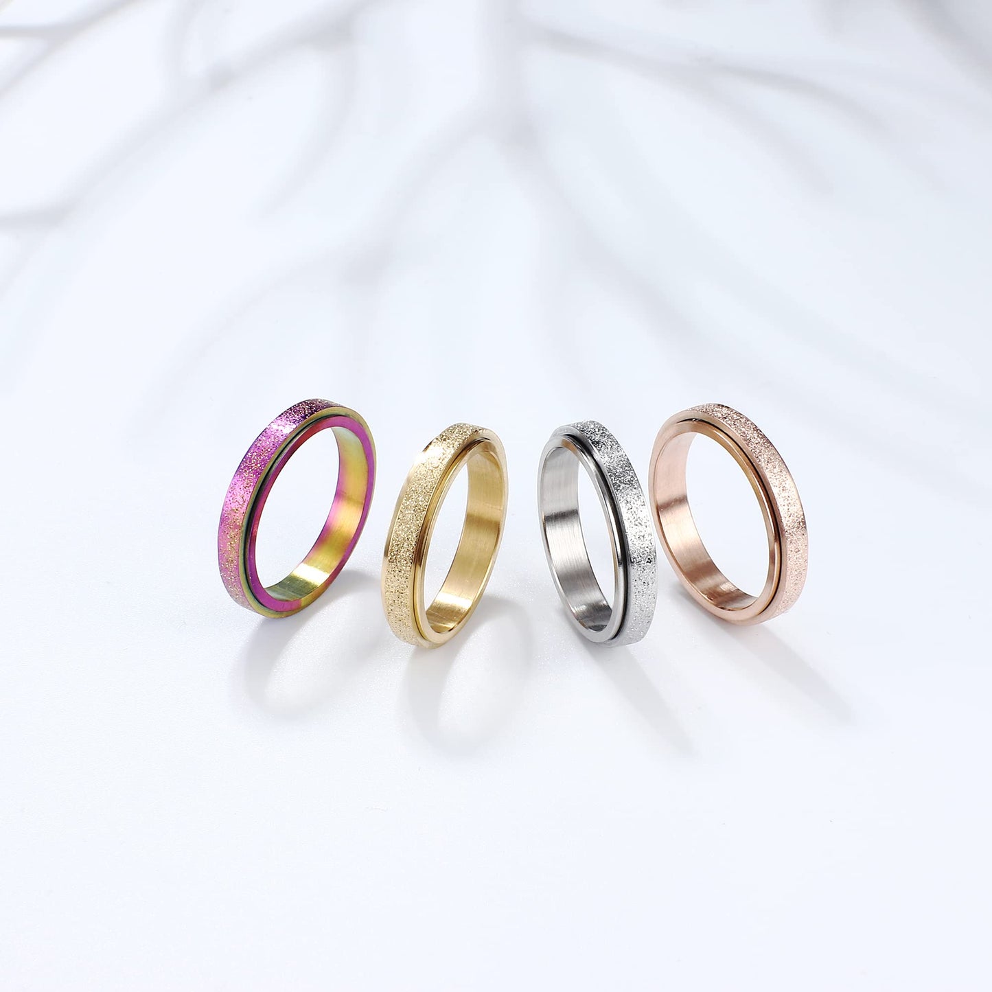 Diamday Gold Fidget Ring – 4mm Titanium Spinner Ring for Anxiety and Focus (Unisex)