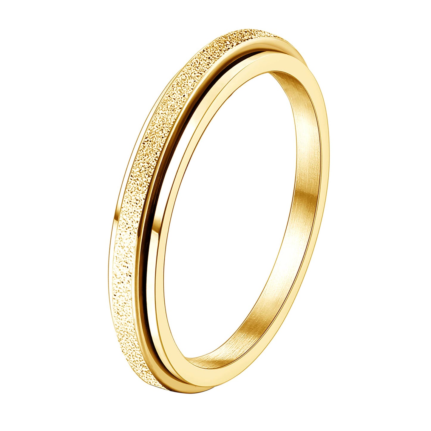 Diamday Gold Fidget Ring for Women & Men - 2mm Titanium Stainless Spinner Ring