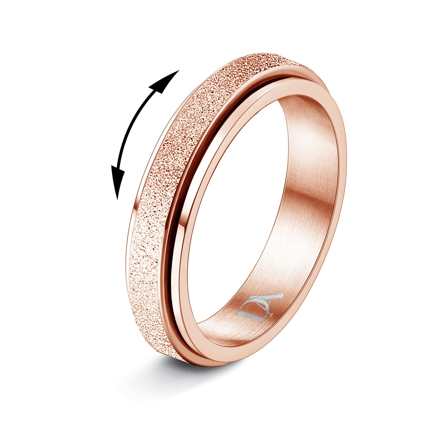 Diamday Rose Gold Fidget Ring – 4mm Titanium Stainless Steel Spinner Ring for Women & Men | Quiet Spin, Anxiety Jewelry, Size 6