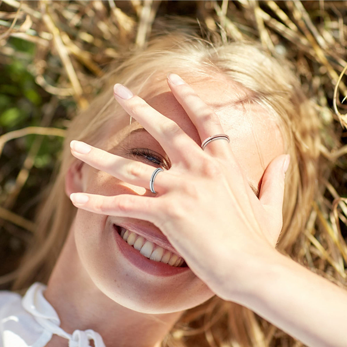 Diamday 3Pcs Fidget Rings – 2mm Titanium Steel Spinner Ring Set for Anxiety Relief (Sizes 5–10)