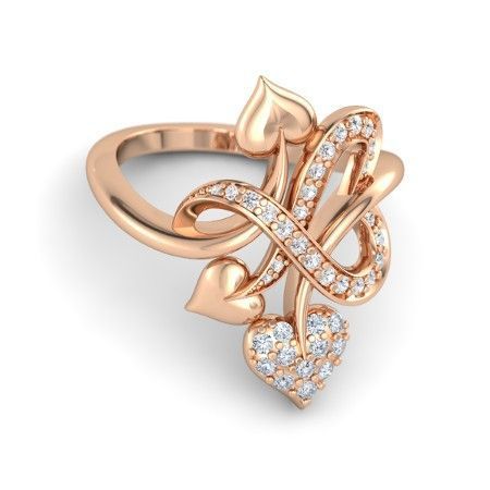 Diamond Peach Heart Rose Gold Ring