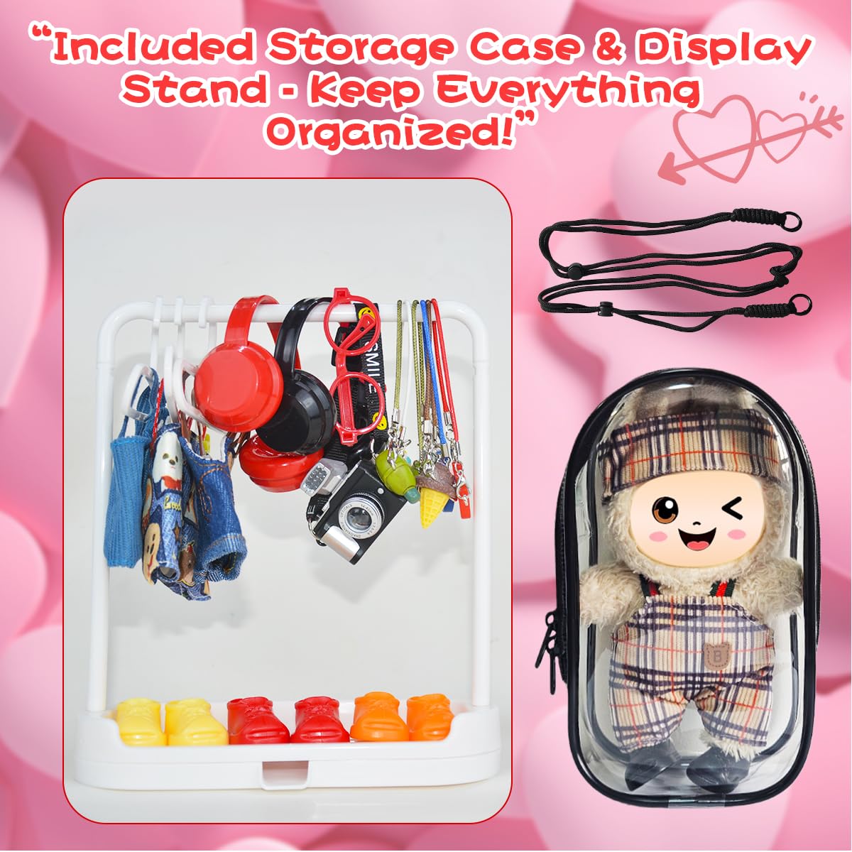 Diaomao 33 Pack Labubu Doll Clothes & Accessories – 17cm Fashion Set with Display Rack