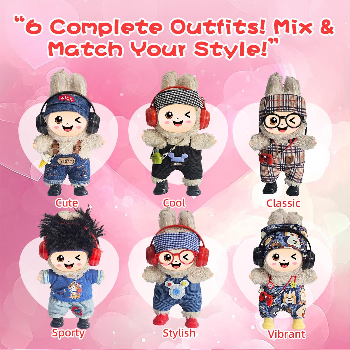 Diaomao 33 Pack Labubu Doll Clothes & Accessories – 17cm Fashion Set with Display Rack