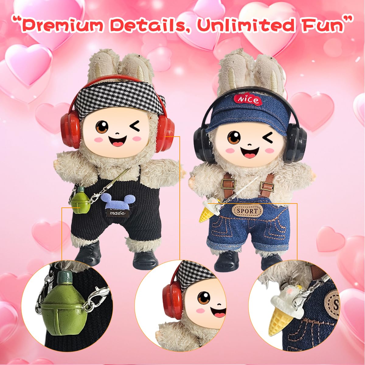 Diaomao 33 Pack Labubu Doll Clothes & Accessories – 17cm Fashion Set with Display Rack