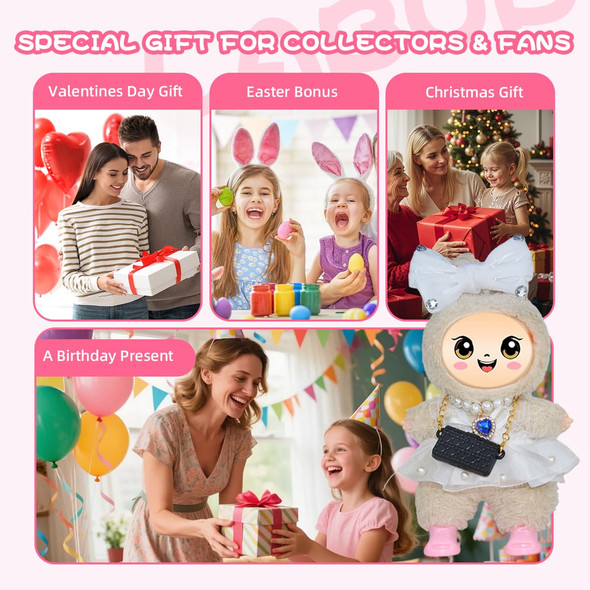 Diaomao 33-Pack Doll Accessories for Labubu (17 cm) – Outfits, Shoes, Glasses & Display Rack