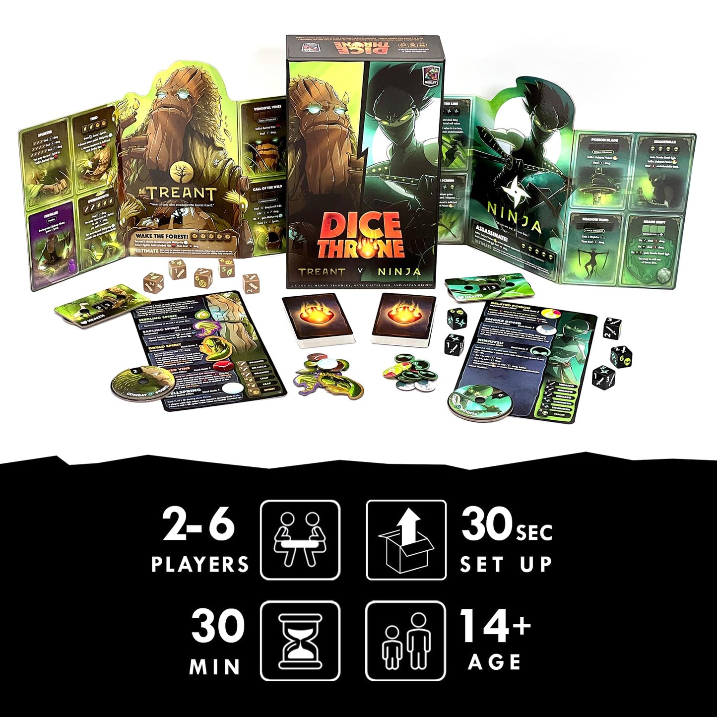 Dice Throne - Two Hero Box: Treant vs Ninja | Fast Playing Collectible Tabletop Game