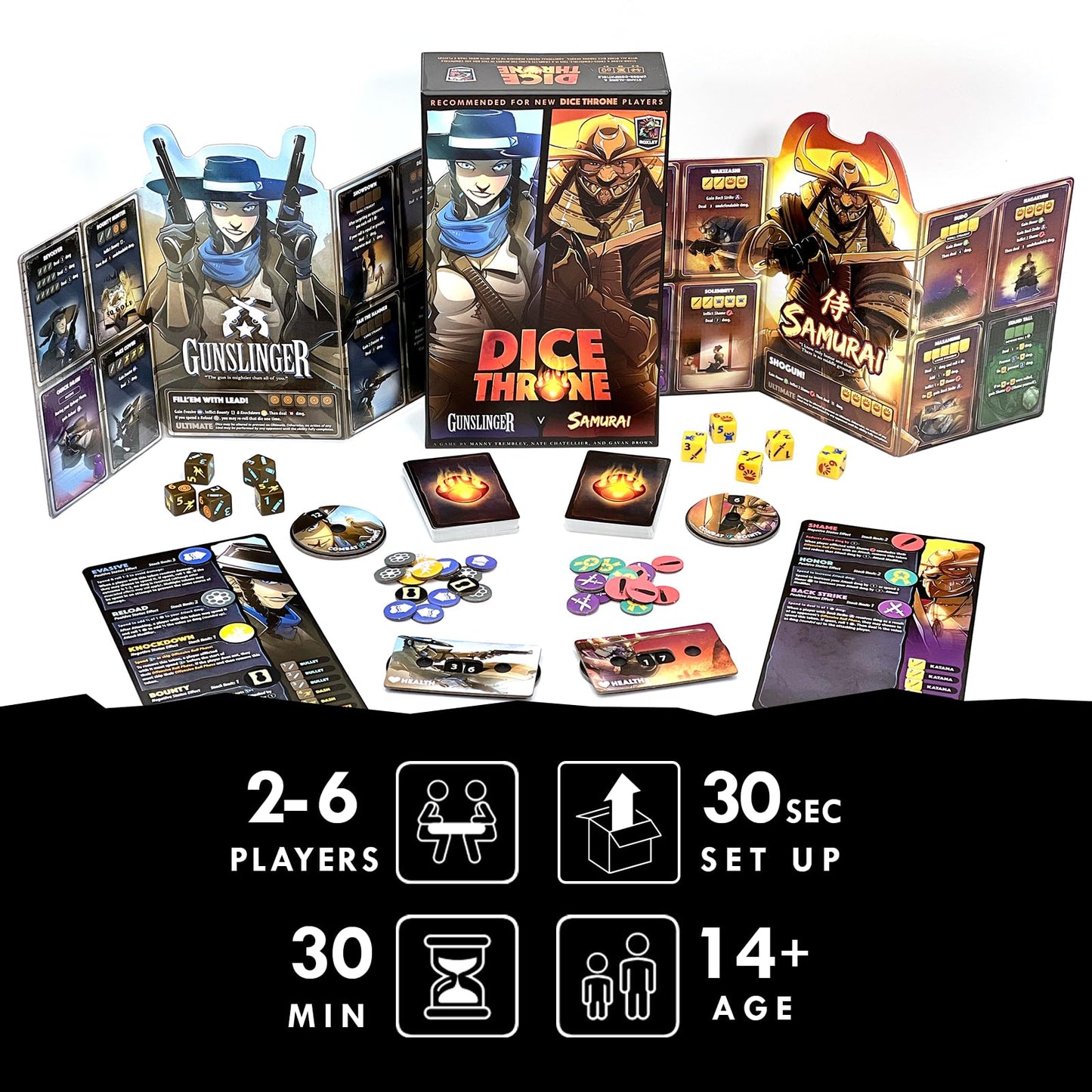Dice Throne - Two Hero Starter Set: Gunslinger vs Samurai | Fast-Paced Tactical Dice Game