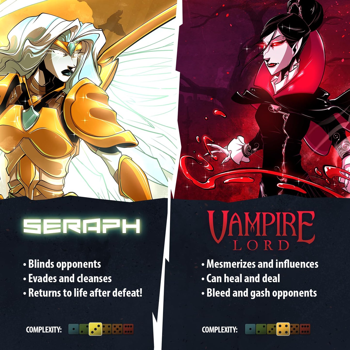 Dice Throne Two Hero Box: Seraph vs Vampire Lord | Fast Playing Strategy Game