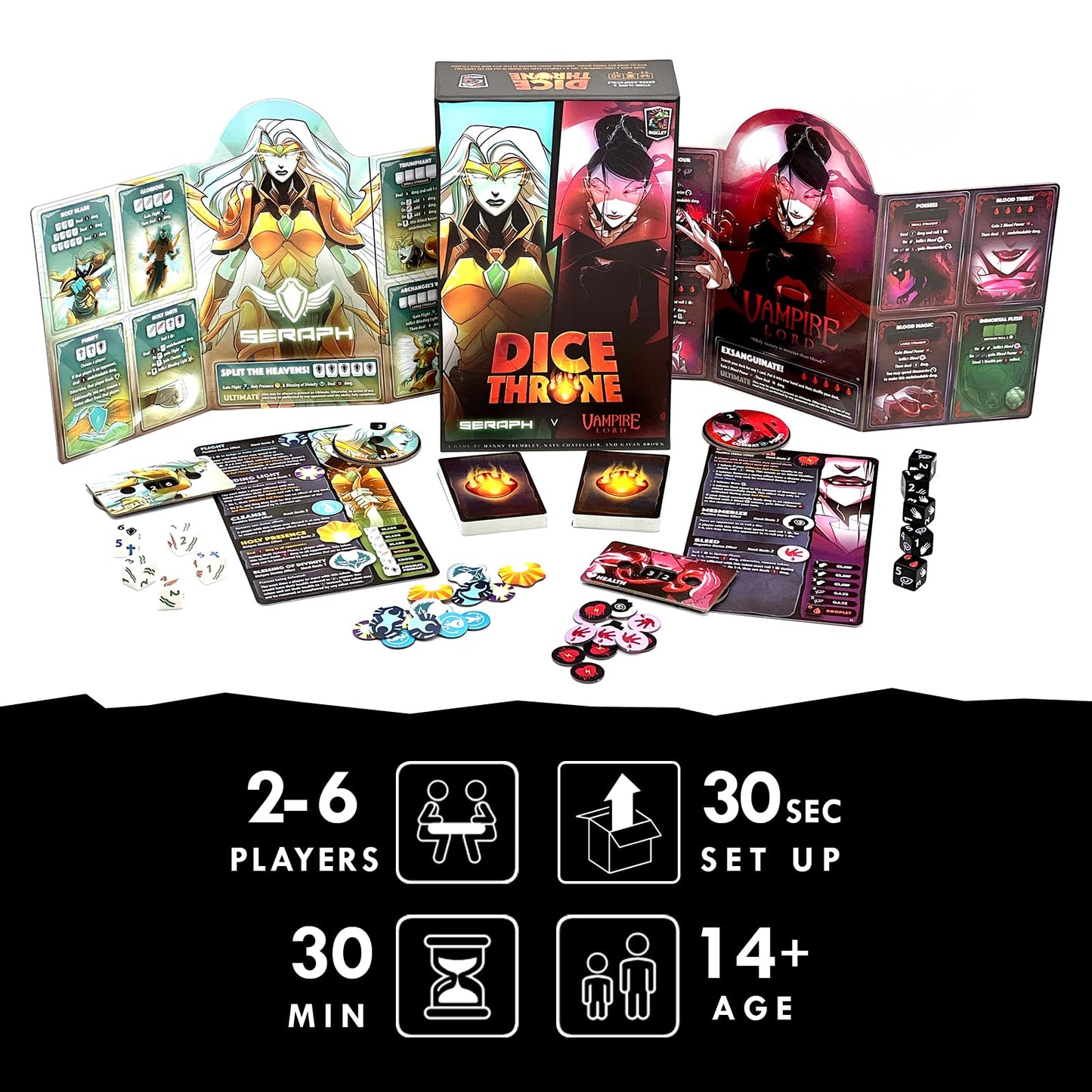 Dice Throne Two Hero Box: Seraph vs Vampire Lord | Fast Playing Strategy Game