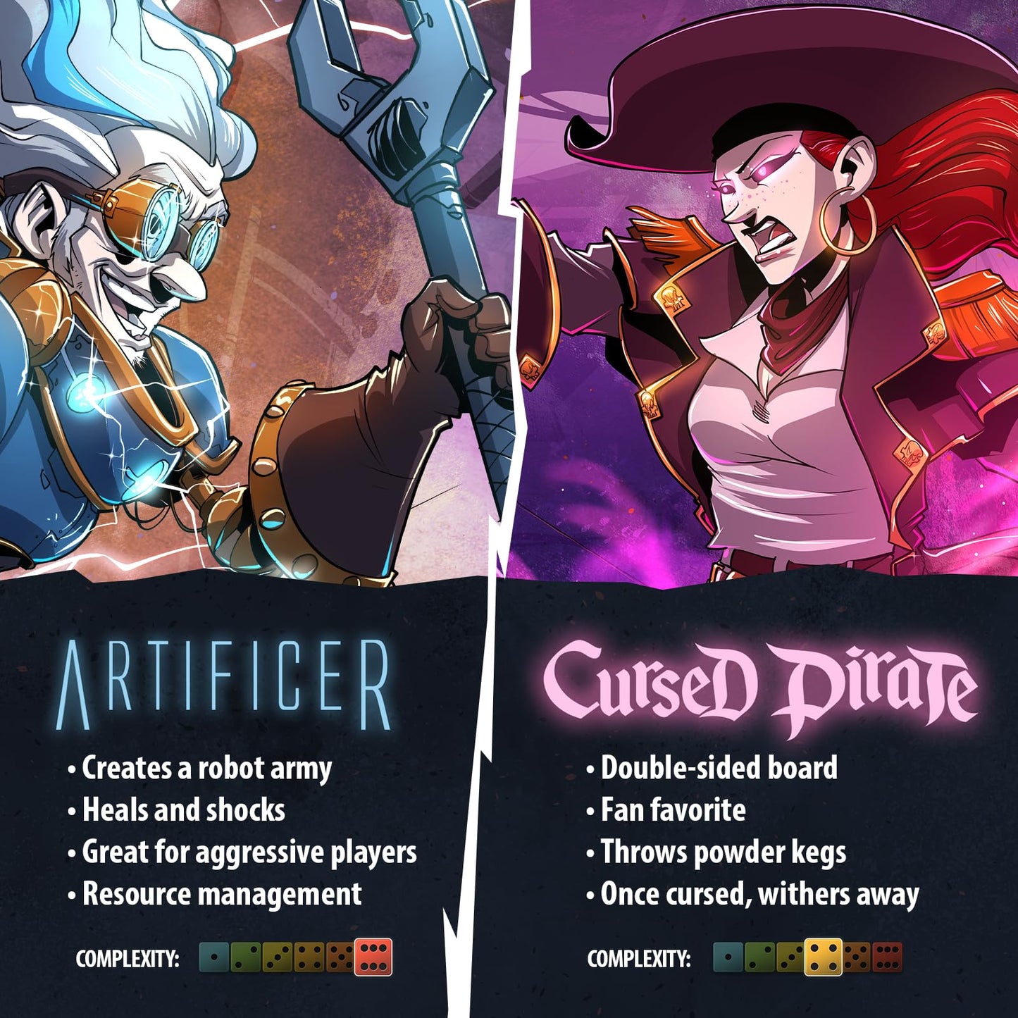Dice Throne - Two Hero Box - Cursed Pirate v Artificer - Fast Playing Collectible Tabletop Game