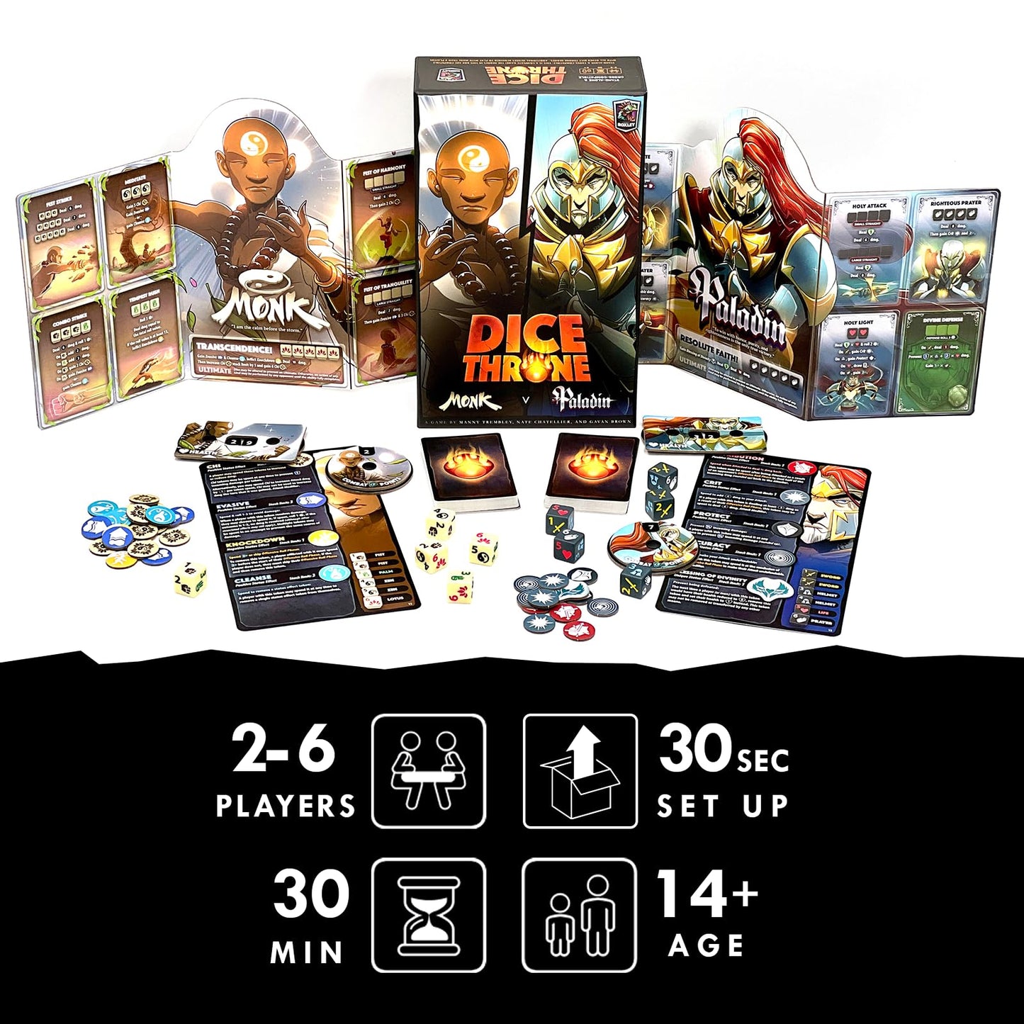 Dice Throne: Monk vs Paladin Two-Hero Box - Fast Two-Player Strategy