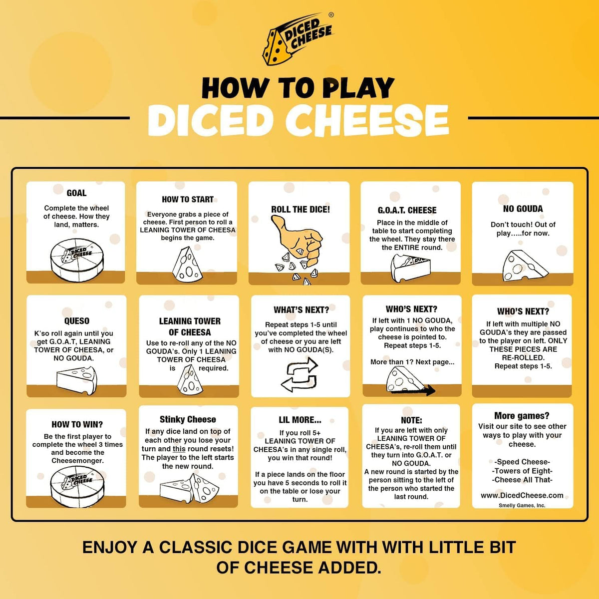Diced Cheese – Fun, Fast Dice Game for All Ages | Portable 8-Dice Pack with Instructions