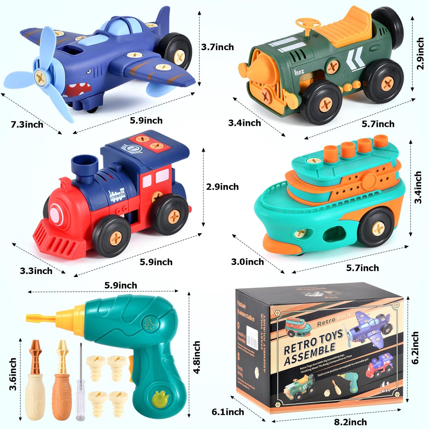 DICROON Take-Apart Electric Car Toy — STEM Construction Kit for Ages 3+