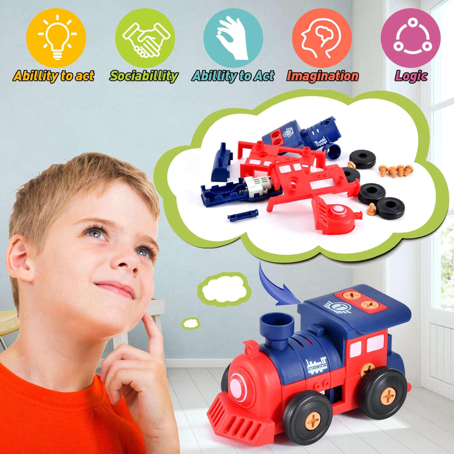 DICROON Take-Apart Electric Car Toy — STEM Construction Kit for Ages 3+