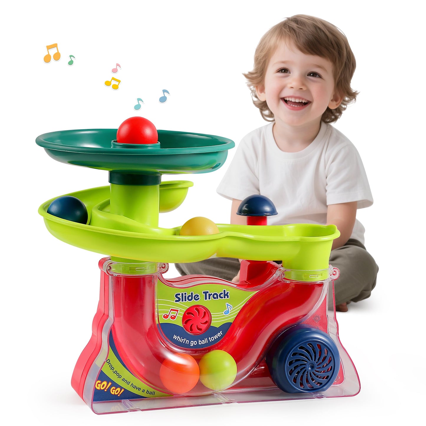 Didklom Busy Ball Popper Toy for Babies 9+ Months – 5 Balls with Popping Action & Music