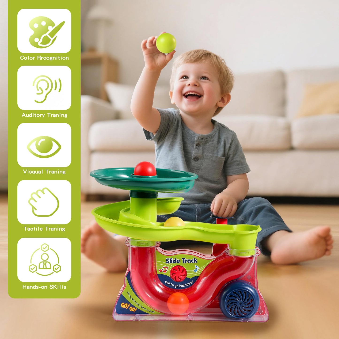 Didklom Busy Ball Popper Toy for Babies 9+ Months – 5 Balls with Popping Action & Music