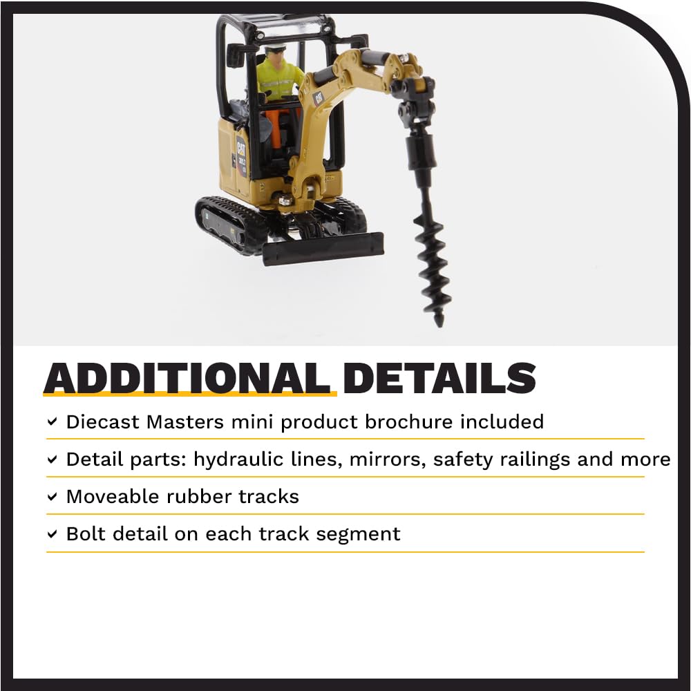 Diecast Masters CAT 301.7 CR Next Gen Mini Hydraulic Excavator with Work Tools – 1:50 Model 85597