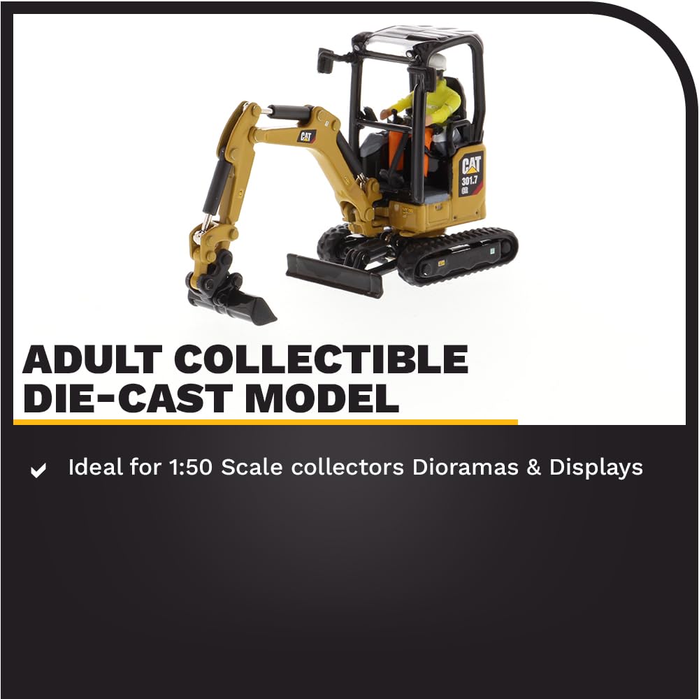 Diecast Masters CAT 301.7 CR Next Gen Mini Hydraulic Excavator with Work Tools – 1:50 Model 85597