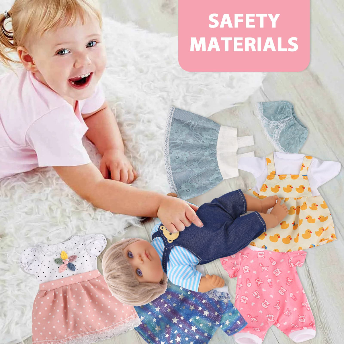 Digabi 8-Piece Alive-Baby Doll Clothes Set for 12-Inch Dolls | 6 Complete Outfits