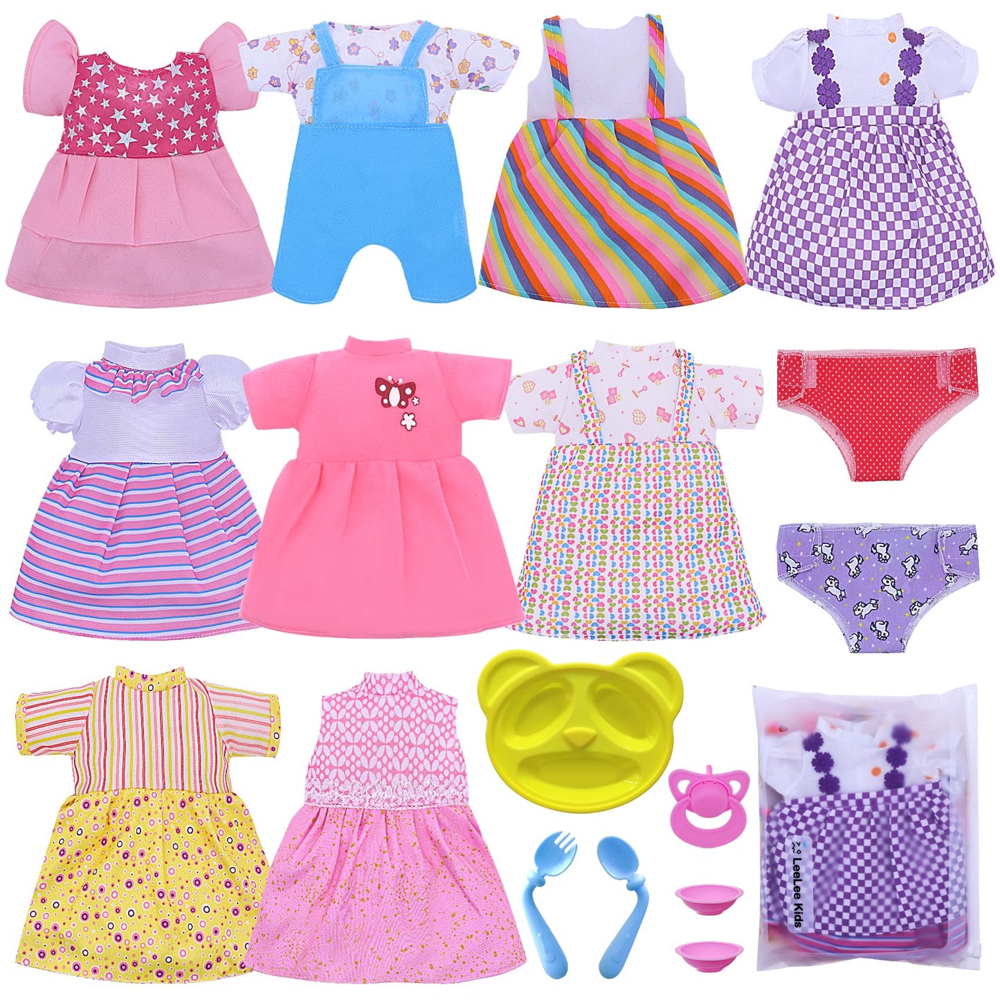 Digabi Baby Doll Clothes Set for 12–15 Inch Dolls – 18-Piece 360° Sewing Dresses & Accessories
