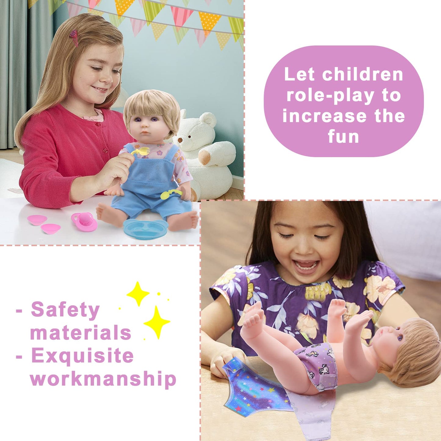 Digabi Baby Doll Clothes Set for 12–15 Inch Dolls – 18-Piece 360° Sewing Dresses & Accessories