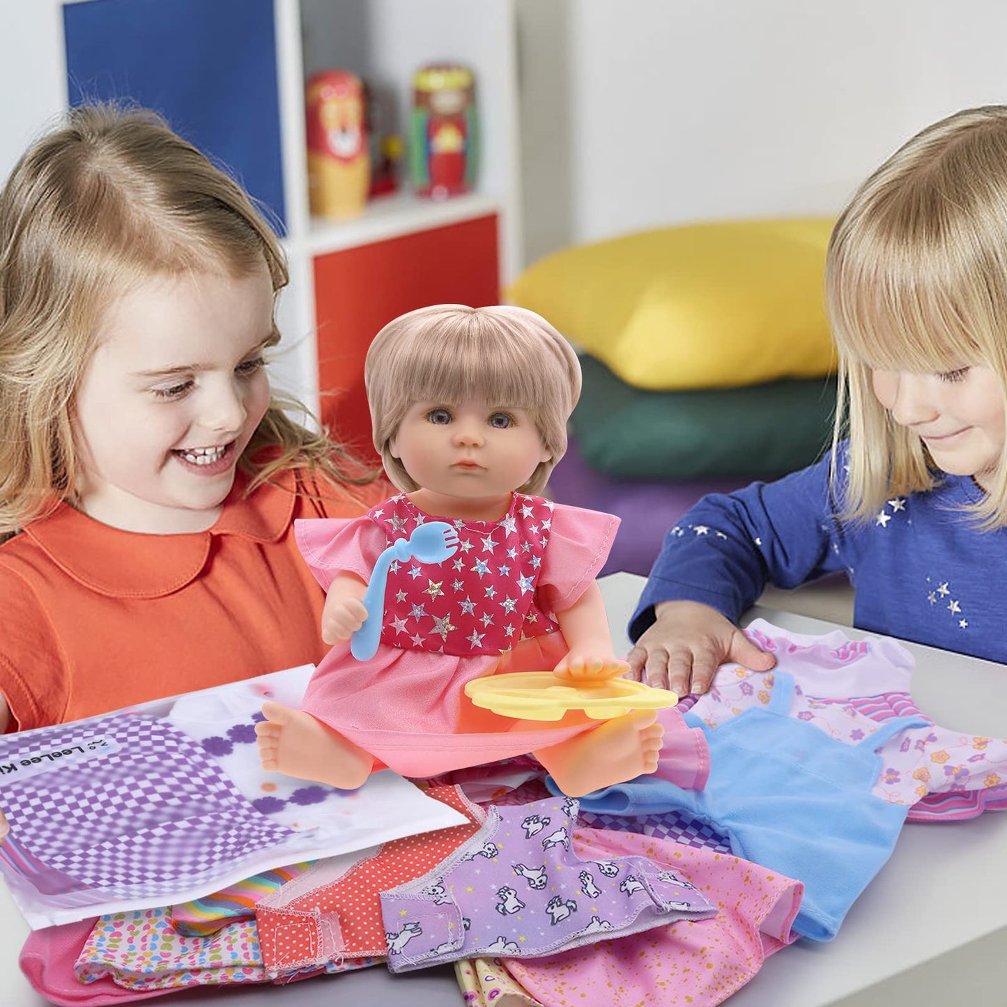 Digabi Baby Doll Clothes Set for 12–15 Inch Dolls – 18-Piece 360° Sewing Dresses & Accessories
