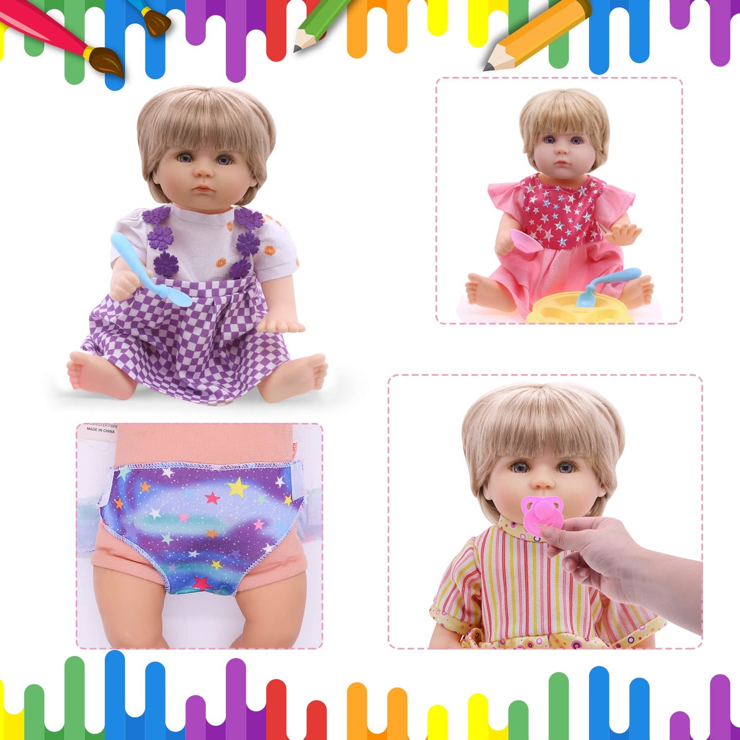 Digabi Baby Doll Clothes Set for 12–15 Inch Dolls – 18-Piece 360° Sewing Dresses & Accessories