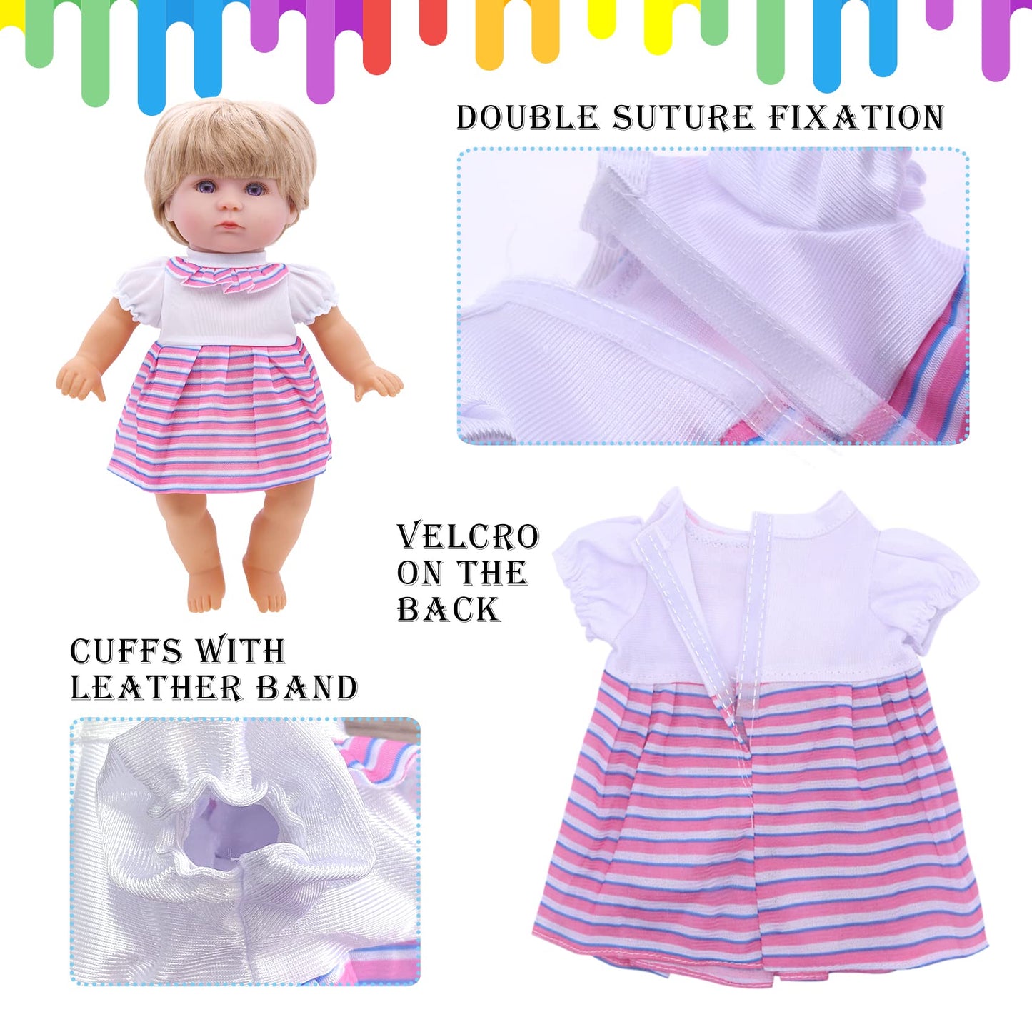 Digabi Baby Doll Clothes Set for 12–15 Inch Dolls – 18-Piece 360° Sewing Dresses & Accessories