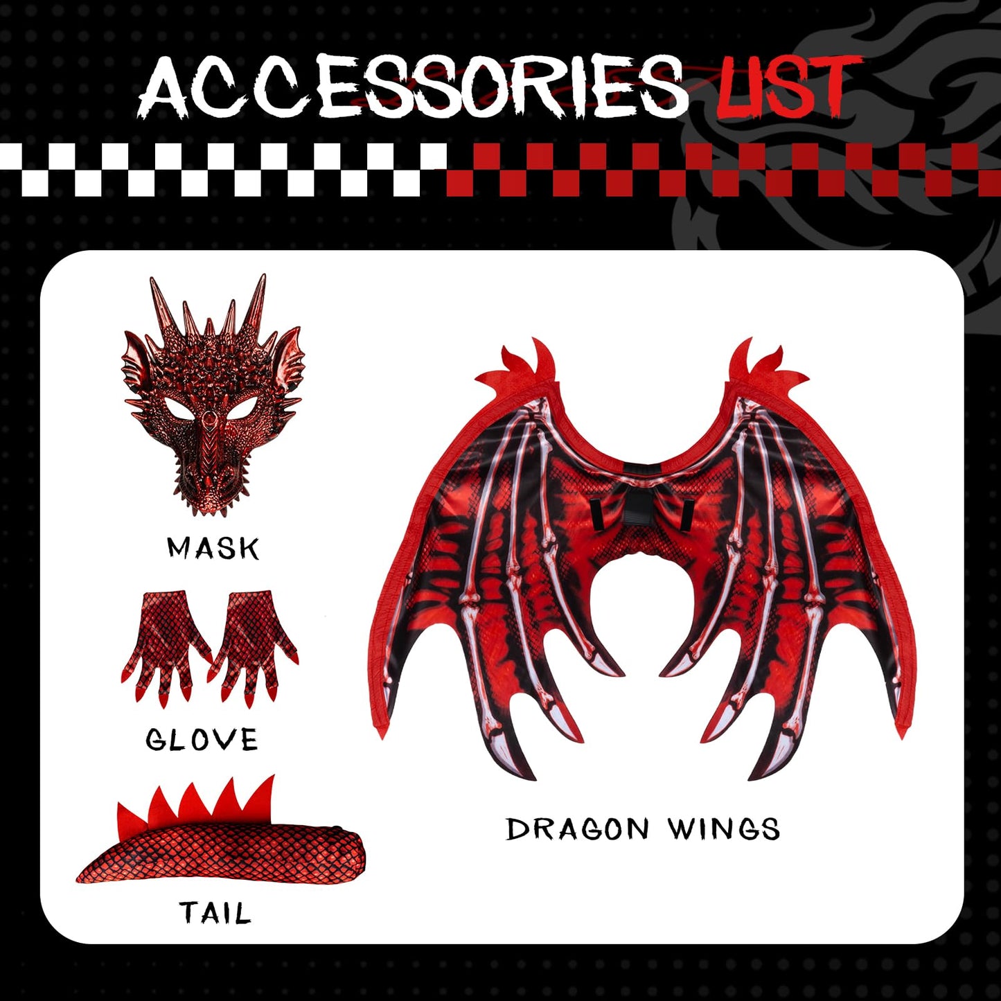 digi Dragon Costume for Kids - Red Fire Dragon Jumpsuit with Wings & Tail Spikes