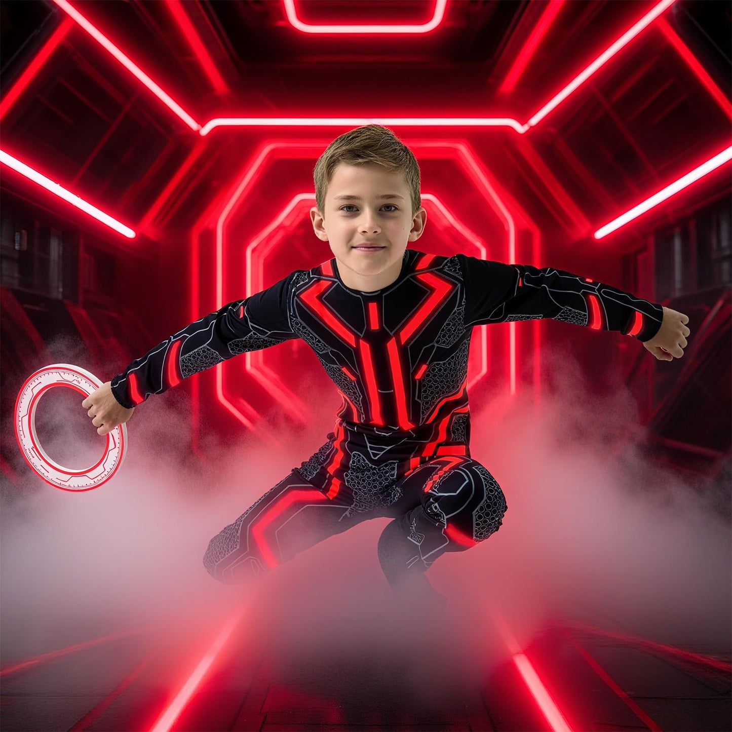 digi Kids Cyber Space Hero Jumpsuit with Glow-in-the-Dark Frisbee | 4-12 years