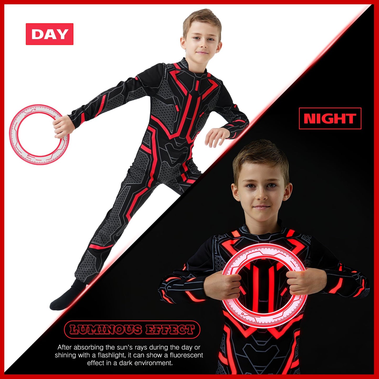 digi Kids Cyber Space Hero Jumpsuit with Glow-in-the-Dark Frisbee | 4-12 years